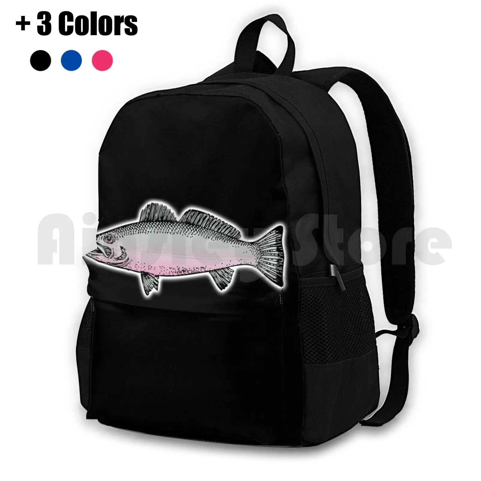 

Fish , Side View Of A Fish. Outdoor Hiking Backpack Waterproof Camping Travel Fish Skeleton Bones Salmon Left Over Weird Fun