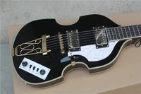 order booking 6 strings guitar hollow black guitar%ef%bc%8ctailpiece bridge hh pickupsgold buttonsmaple neckwhite binding