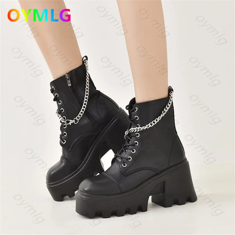 

2021 new thick-soled mid-tube Martin boots punk short boots thick heel motorcycle rider boots children's large size