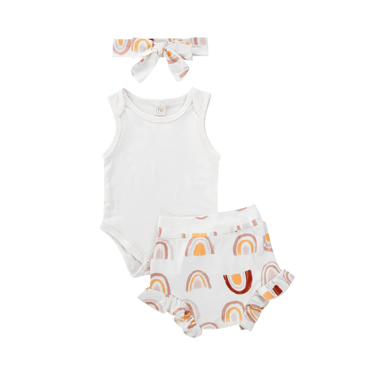 

Pudcoco Newborn Baby Clothes Summer Sleeveless Print Romper Tops Short Pants Headband 3Pcs Outfits Cotton Clothes Summer Set