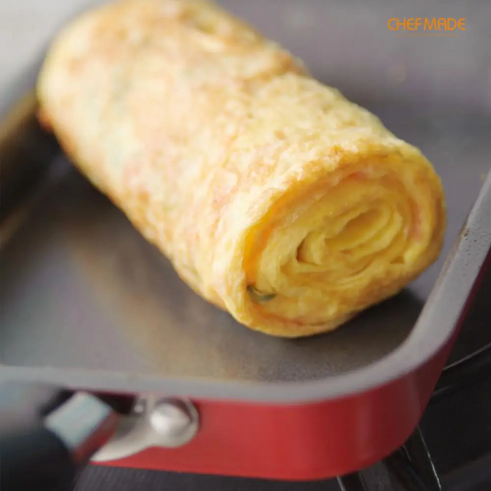 CHEFMADE японская сковородка для омлета с лопаткой, антипригарная сковорода для омлета тамагояки сковорода для яиц Мини-Сковорода