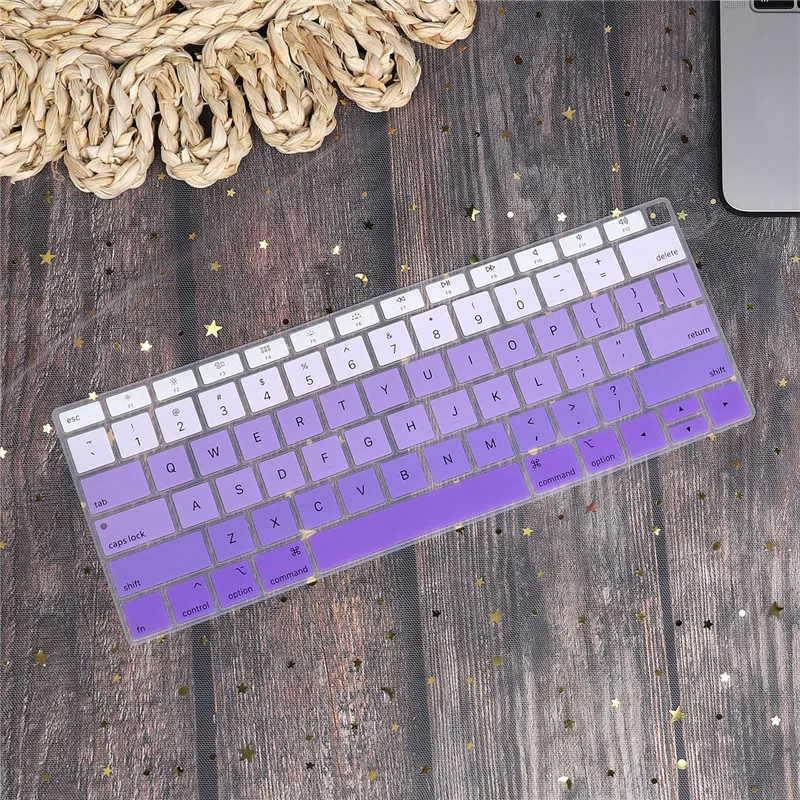 White purple Английская Водонепроницаемая Пылезащитная крышка клавиатуры для Macbook Air 13 A1932 Touch ID градиентный цвет американская Защита клавиатуры - Цвет: White purple