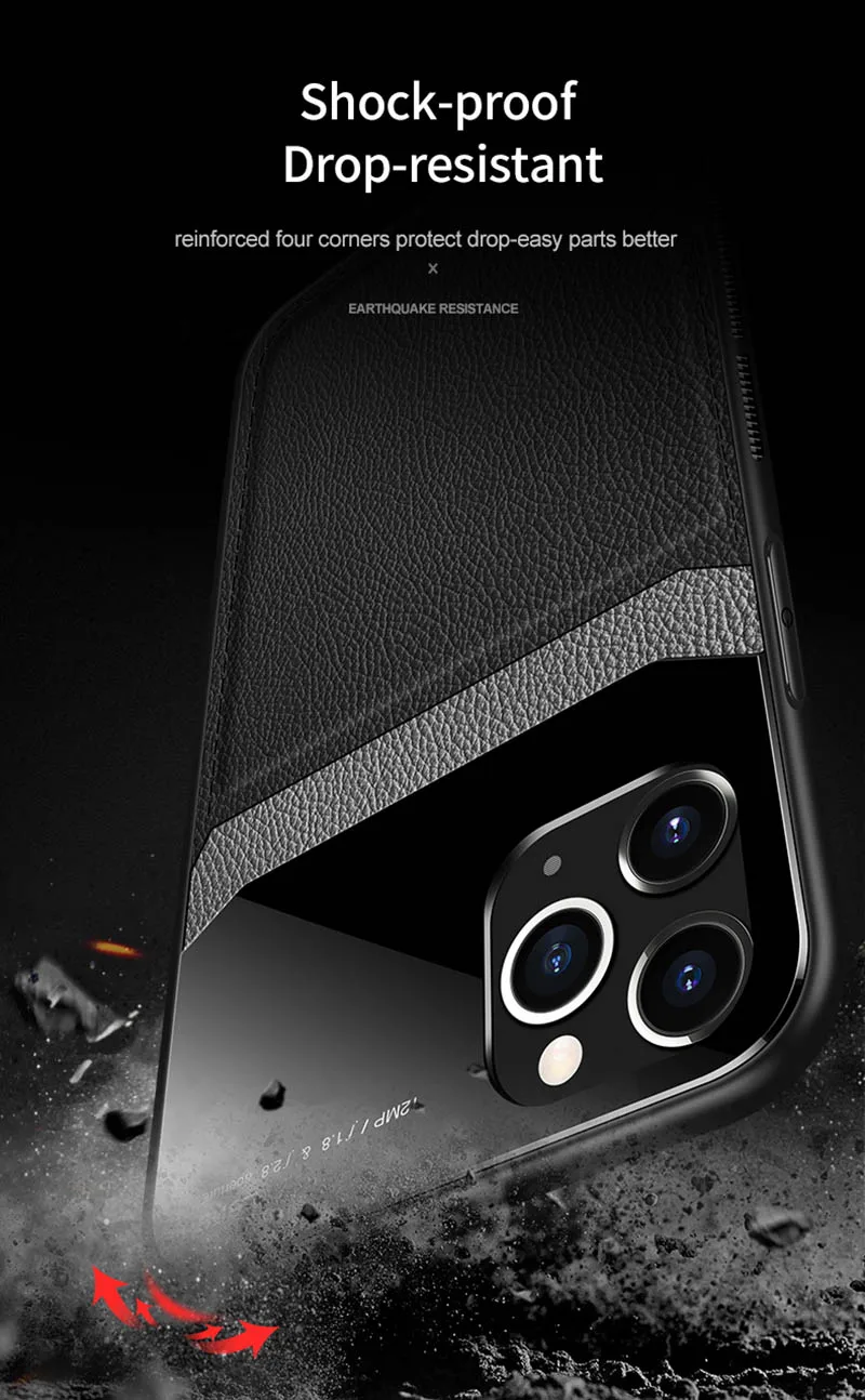 FORUBEST противоударный чехол для iPhone 11 Pro Max XS XR X из искусственной кожи, зеркальное закаленное стекло, задняя крышка для телефона для iPhone 8 7 6s Plus