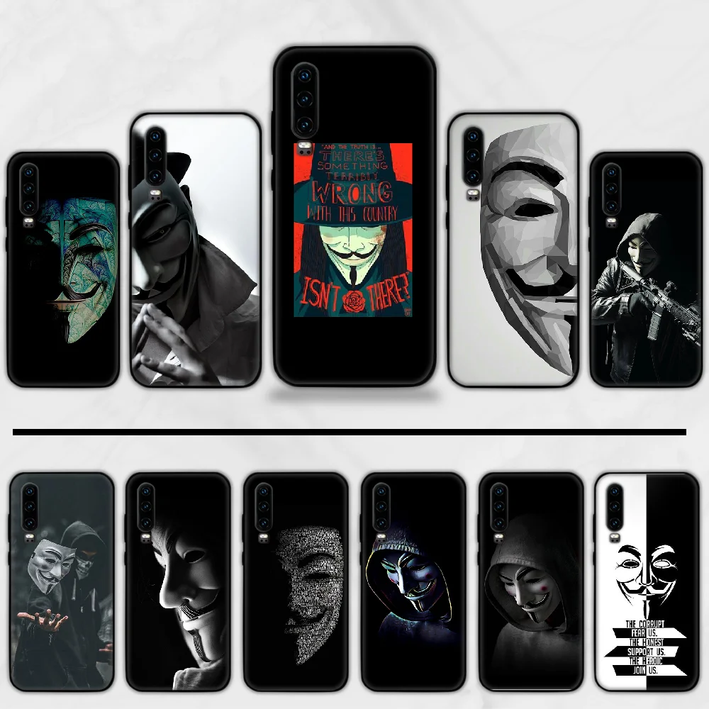 V-vendetta Маска Роза крутой узор DIY Роскошный чехол для телефона Funda Huawei P9 P10 P20 P30 Lite 2016
