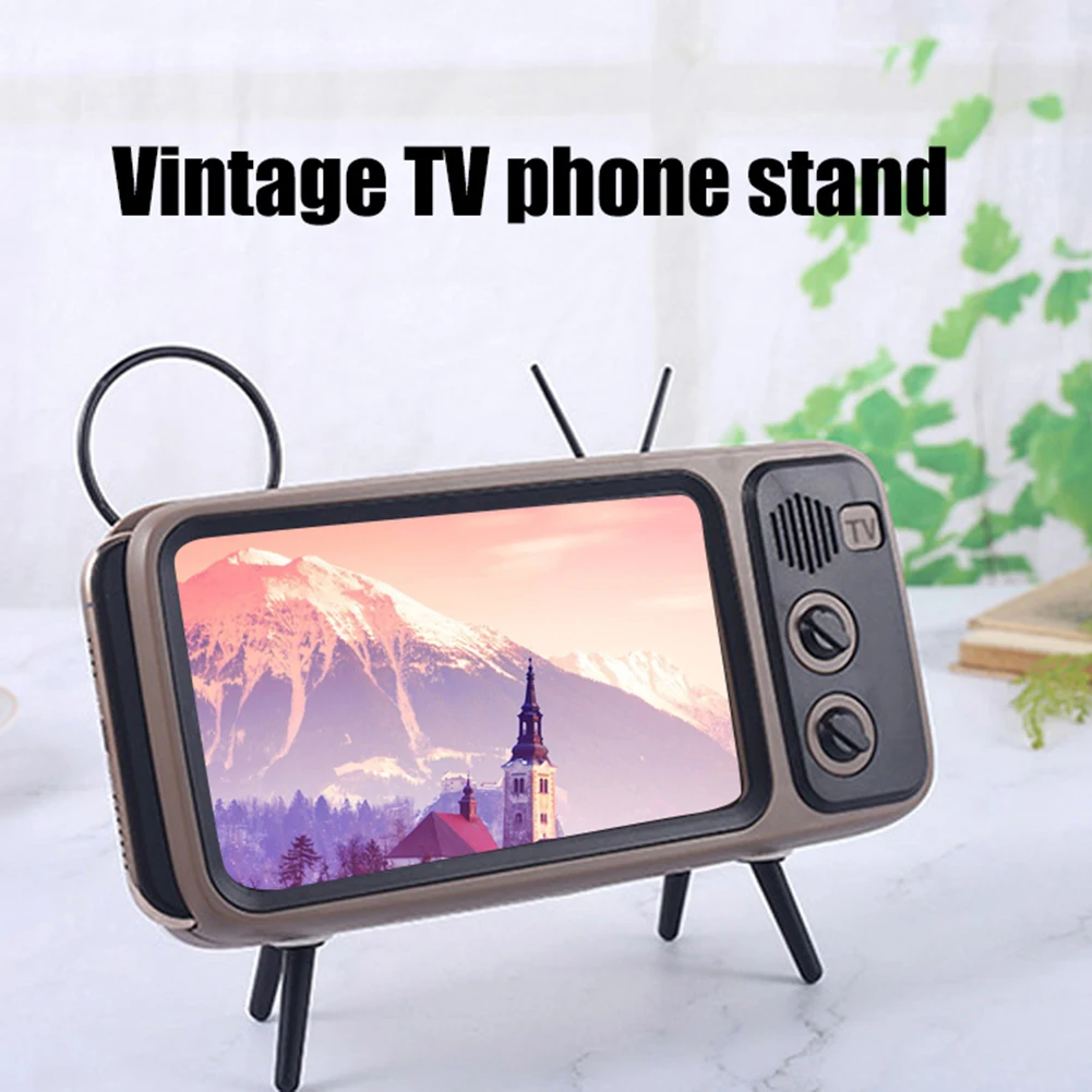 portable universal retro tv desktop mobile phone holder stand mount bracket phone holder retro tv appearance universal easy use free global shipping
