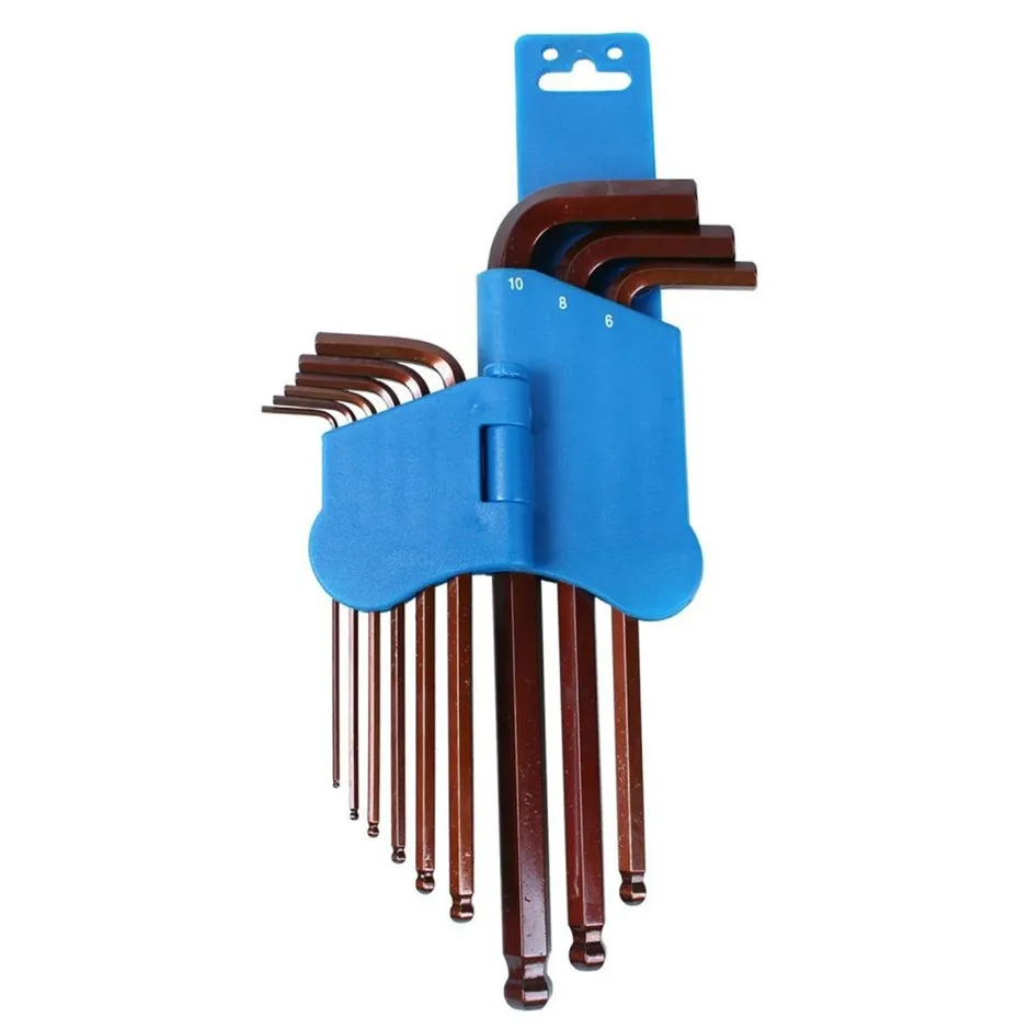 8PK-028 9Pcs Ball-Point Hex Key Set 1.5,2,2.5,3,4,5,6,8,10mm Wrench Set