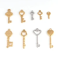 5pcs stainless steel charms key charms pendant silver gold color key pendants making for diy jewelry handmade accessories