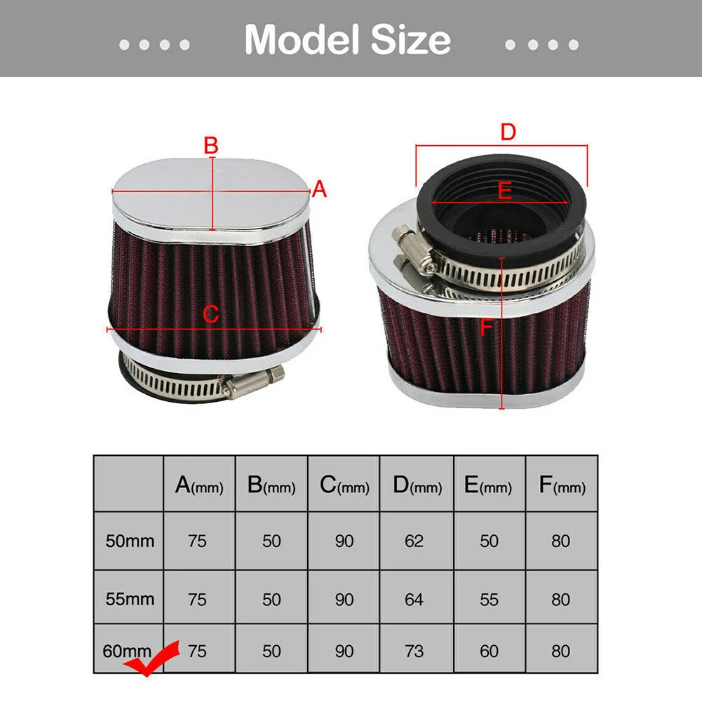 

60mm Filter 2PCS ​Motorcycle Fabric Polyurethane Intake Cleaner Lightweight