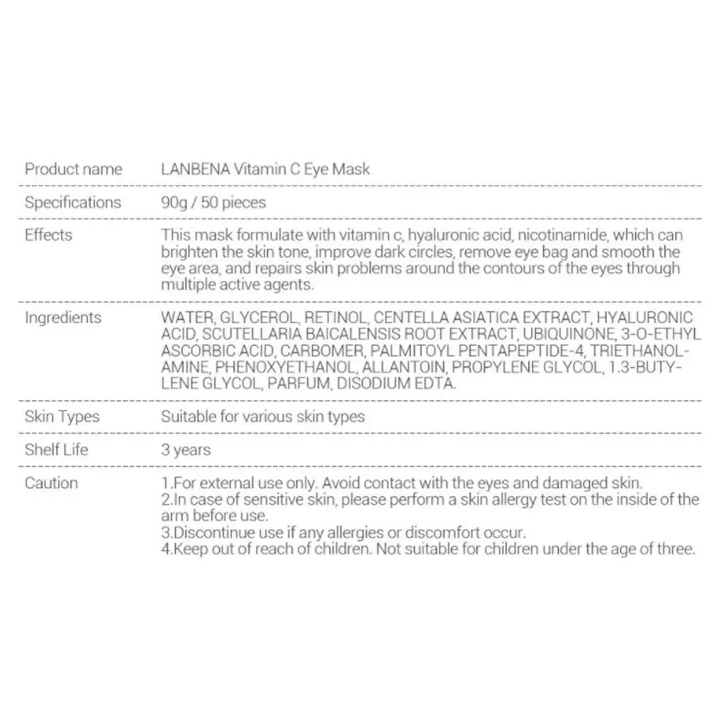 VC Eye Mask Acid Patches Reduces Dark Circles Bags Nourish Firming Skin Care Remove Under the Eyes | Красота и здоровье