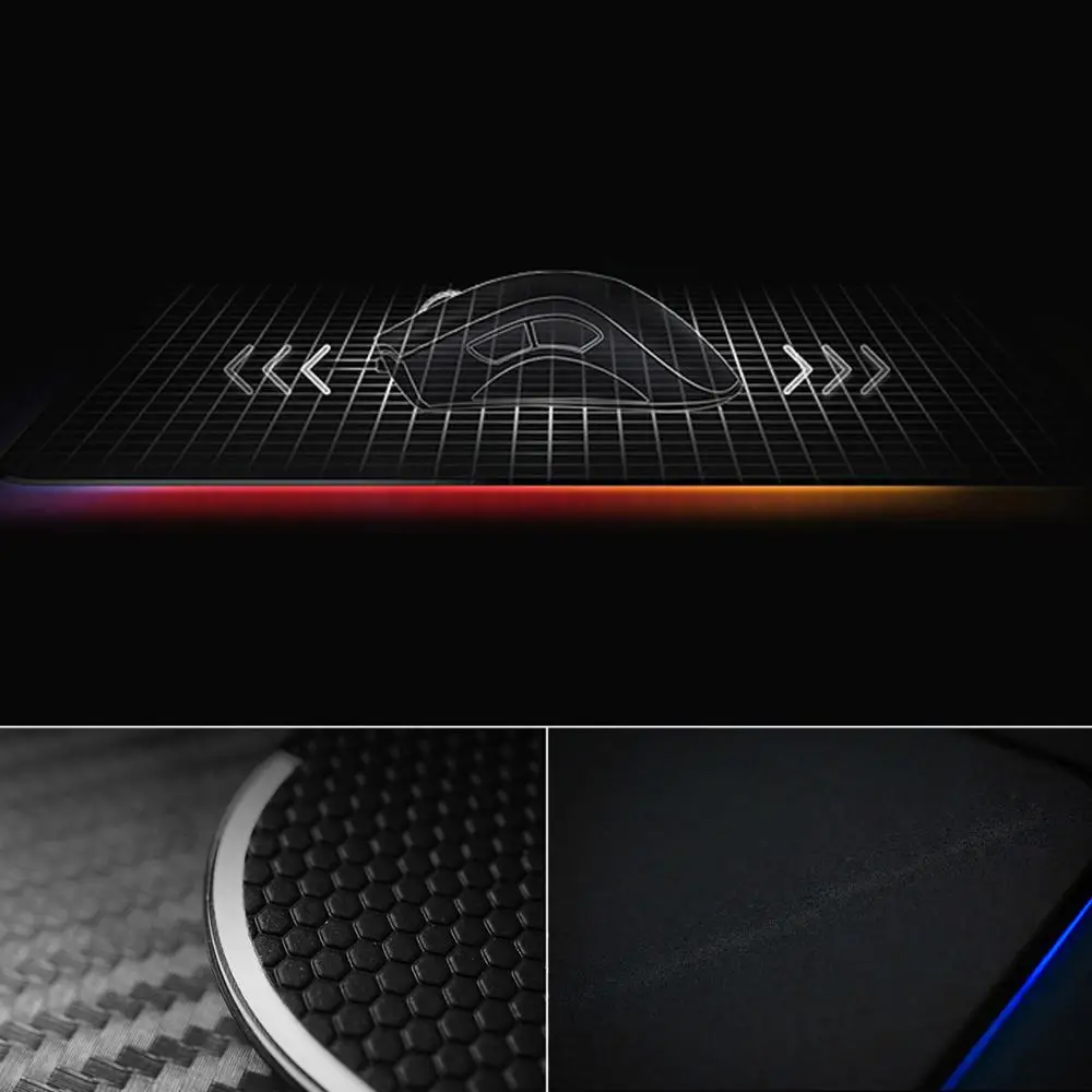 Проводной игровой коврик для мыши Besegad с подсветкой USB RGB нескользящий