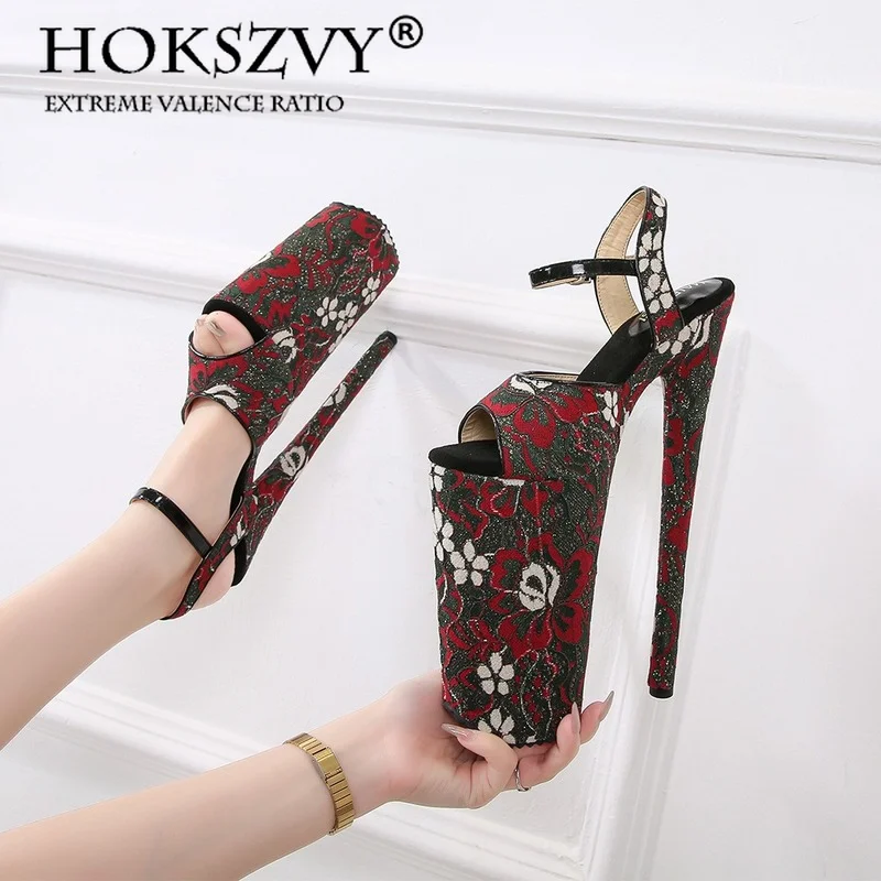 

HOKSZVY Summer Sexy Nightclub Women's Shoes Model Stage Show Catwalk Sandals Flower Fish Mouth Large Size Platform Sandals WZ