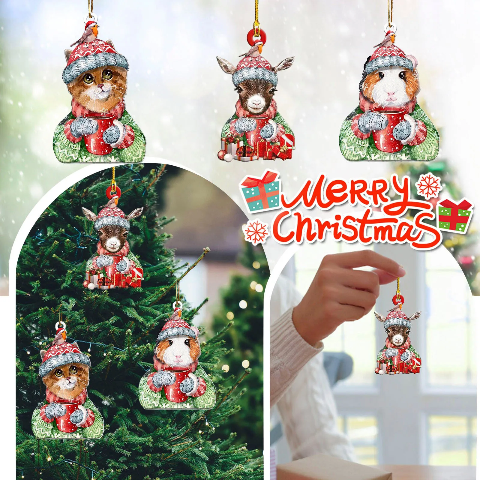 

Двусторонняя акриловая подвеска в виде кошки