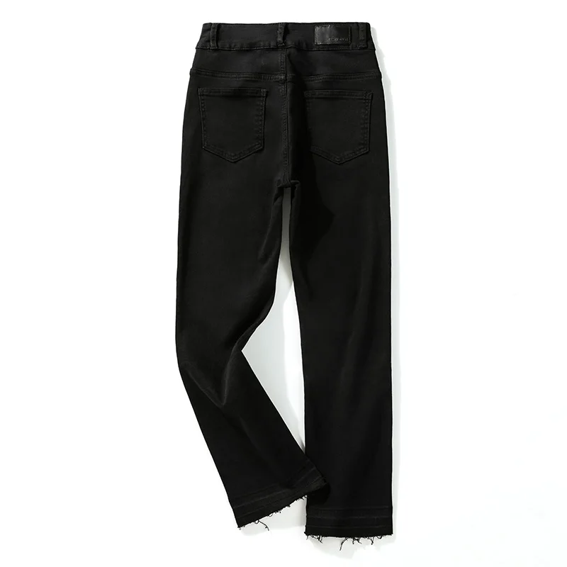 LEIJIJEANS новинка большие размеры женские черные джинсовые брюки с высокой талией
