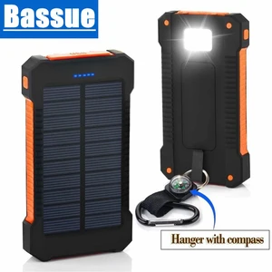 30000mah solar power bank waterproof 2 usb ports external charger powerbank for xiaomi smartphone with led light solar charger free global shipping