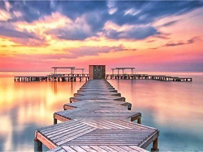 DIY Алмазная вышивка пейзаж мост бисером фотография заката новое полное сверление