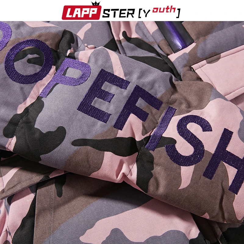 LAPPSTER-Молодежная мужская камуфляжная зимняя куртка Мужская s Толстая Уличная куртка с пузырями хип-хоп Корейская Вышивка ветровка куртки