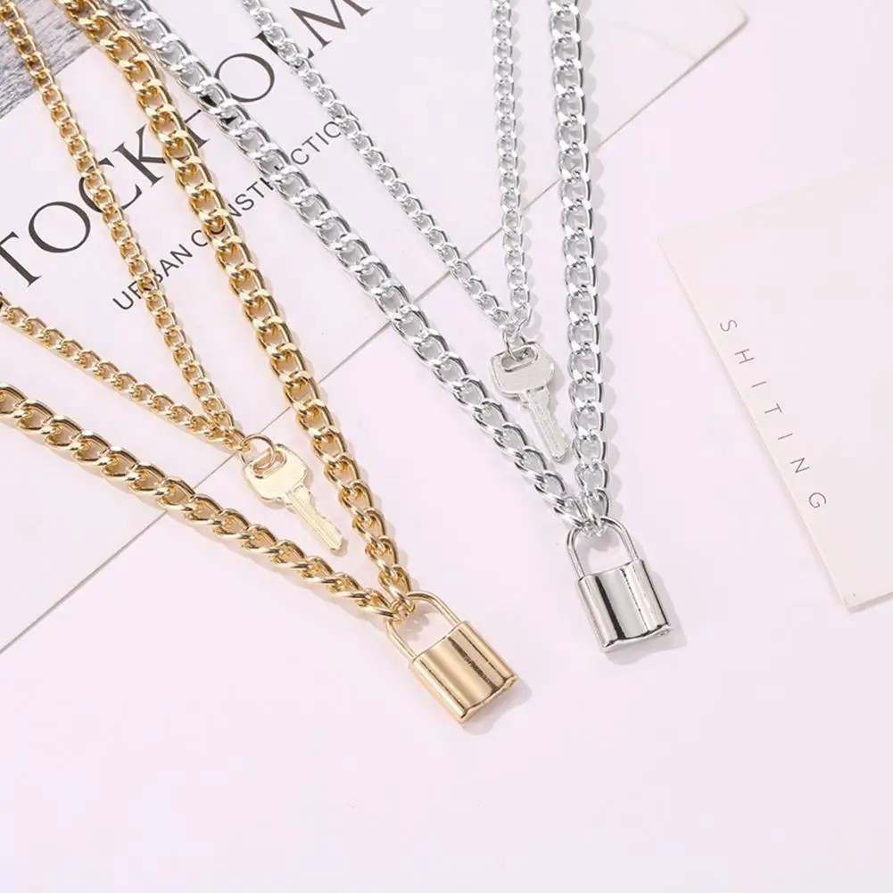 Винтажное Двухслойное ожерелье с замком Золотое панк звено Мужская Готическая