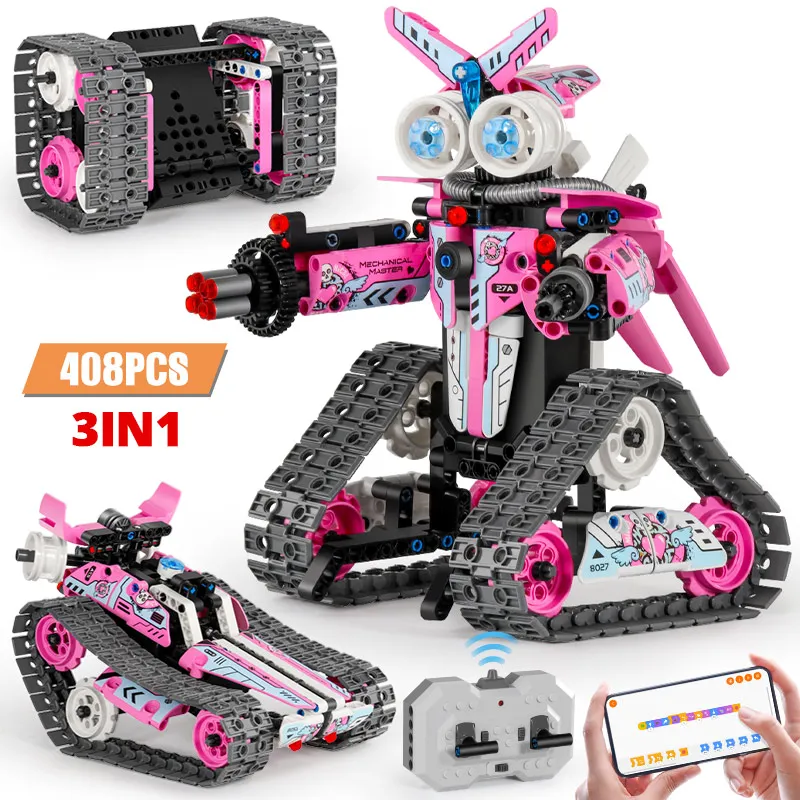 3 in 1 Competition Technical RC Car Robot Building Blocks DIY APP Programming Remote Control Bricks Toys For Children Boys Gifts | Игрушки и