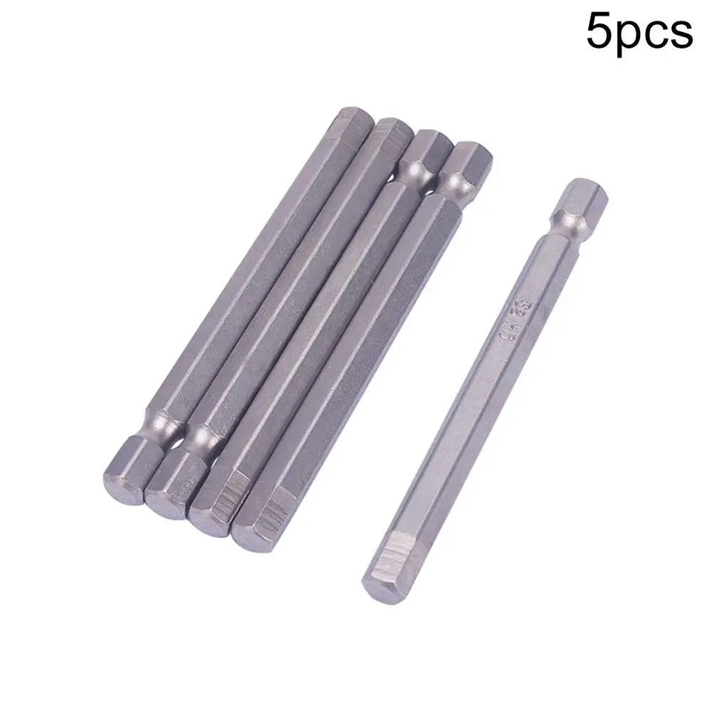 

5Pcs 1/4" Shank Hex Tip Magnetic Screwdriver Bits S2 Hexagon Screwdriver Set 75mm Length