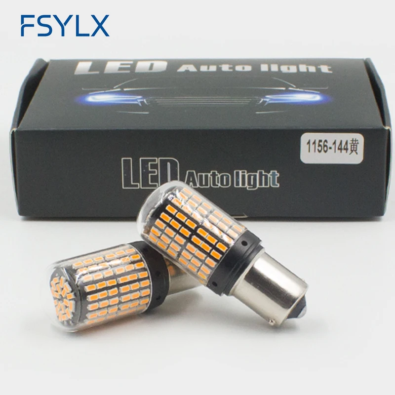 FSYLX 2 шт. CanBus светодиодные лампочки S25 1156 BA15S p21w BAU15S py21w T20 led 7440 W21W W21/5W 3014 144smd