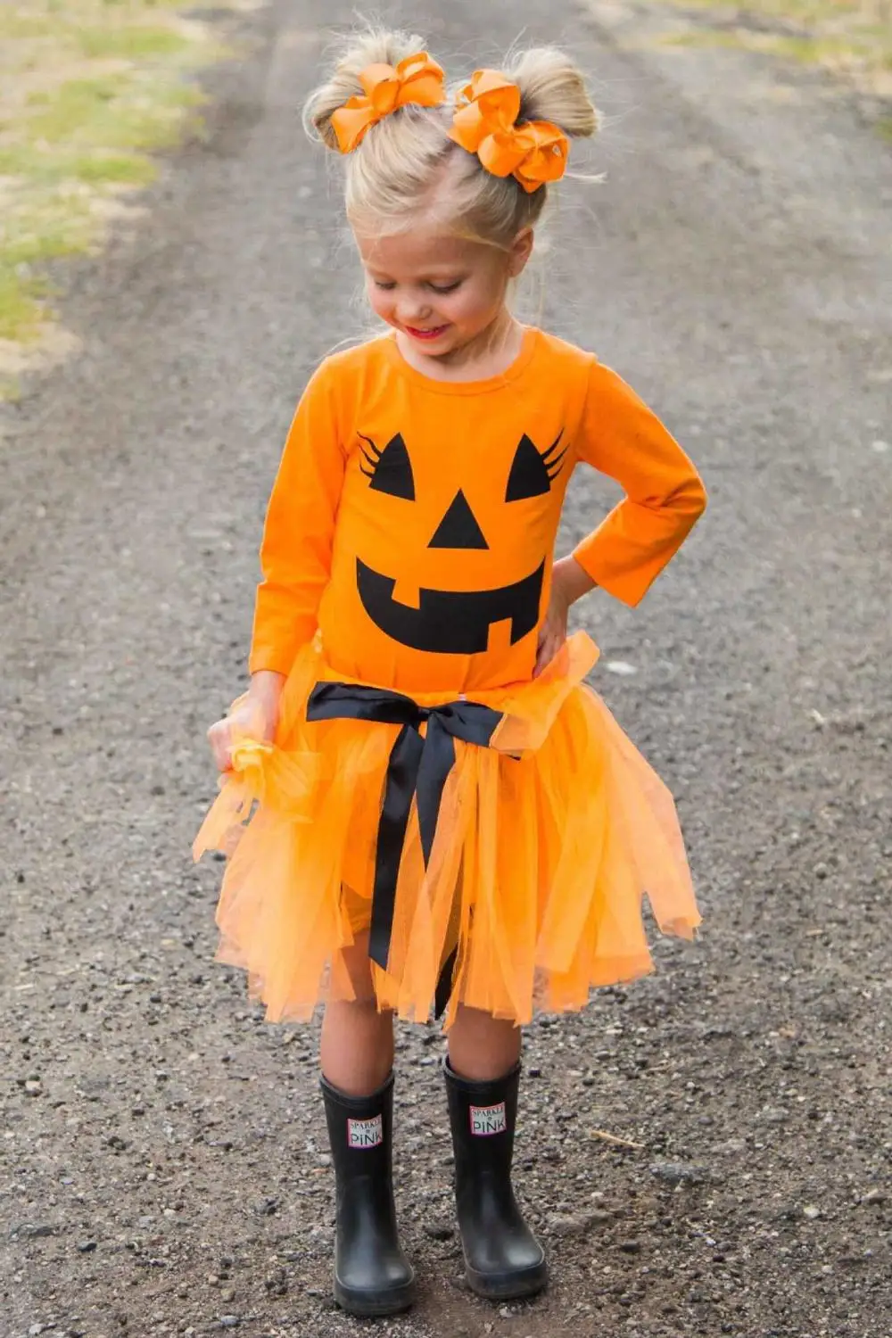Костюм на Хэллоуин из 3 предметов наряды для девочек с тыквой детский осенний