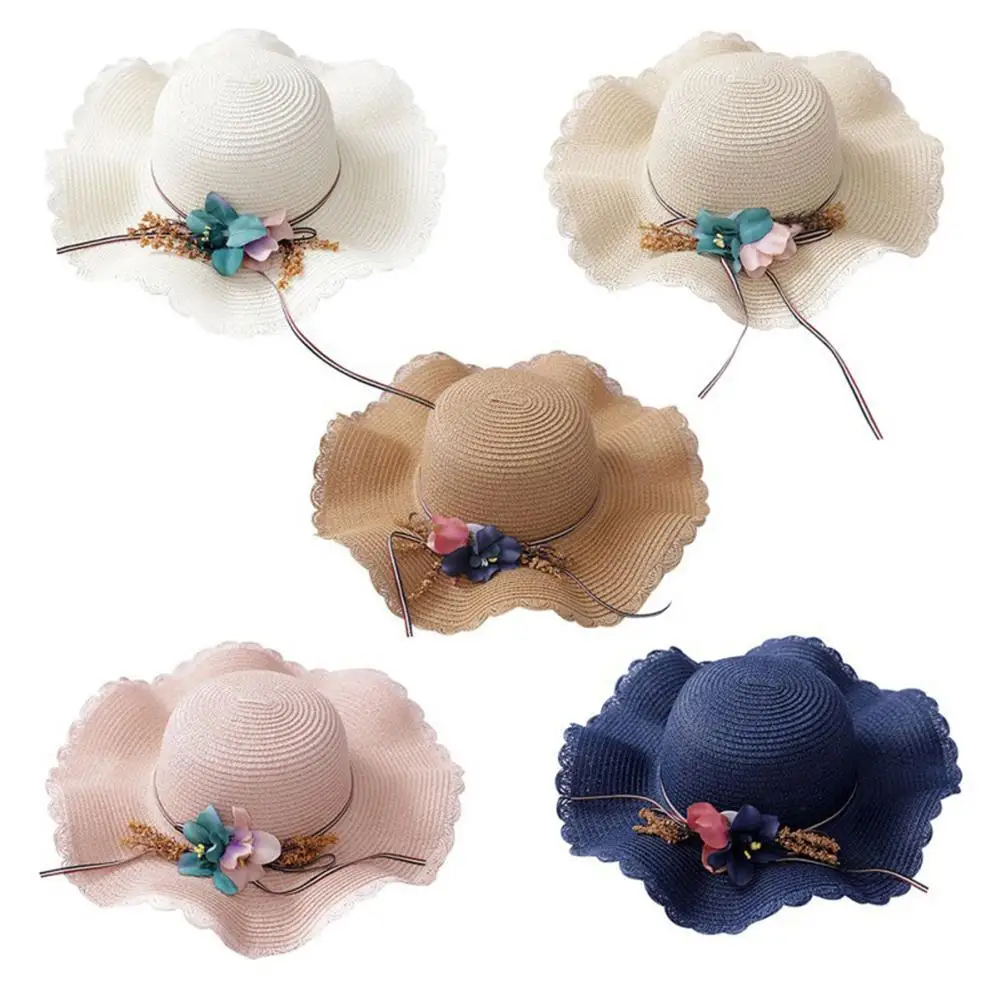 

HOT SALES !!! Fashion Girls Flower Straw Weaving Wide Brim Summer Beach Cap Sun Floppy Hat