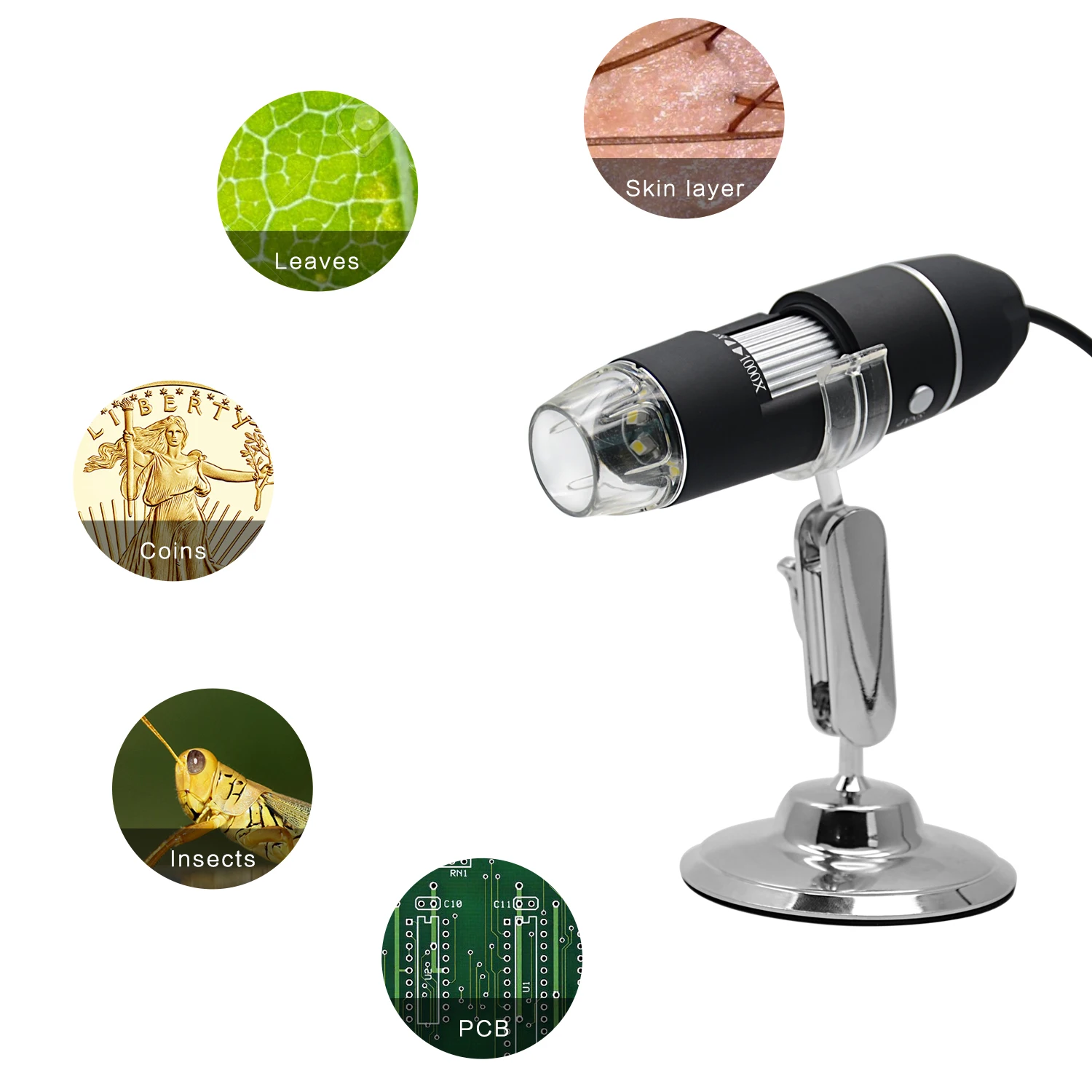 

Electronic Digital Microscope 1000X USB Endoscope Camera Microscope Magnifier Electronic Stereo use for Learning and exploring