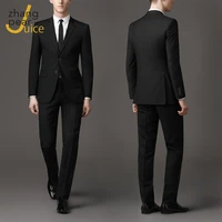 men elegant long sleeve slim blazer jacket men casual black outwear office suit blazer coat