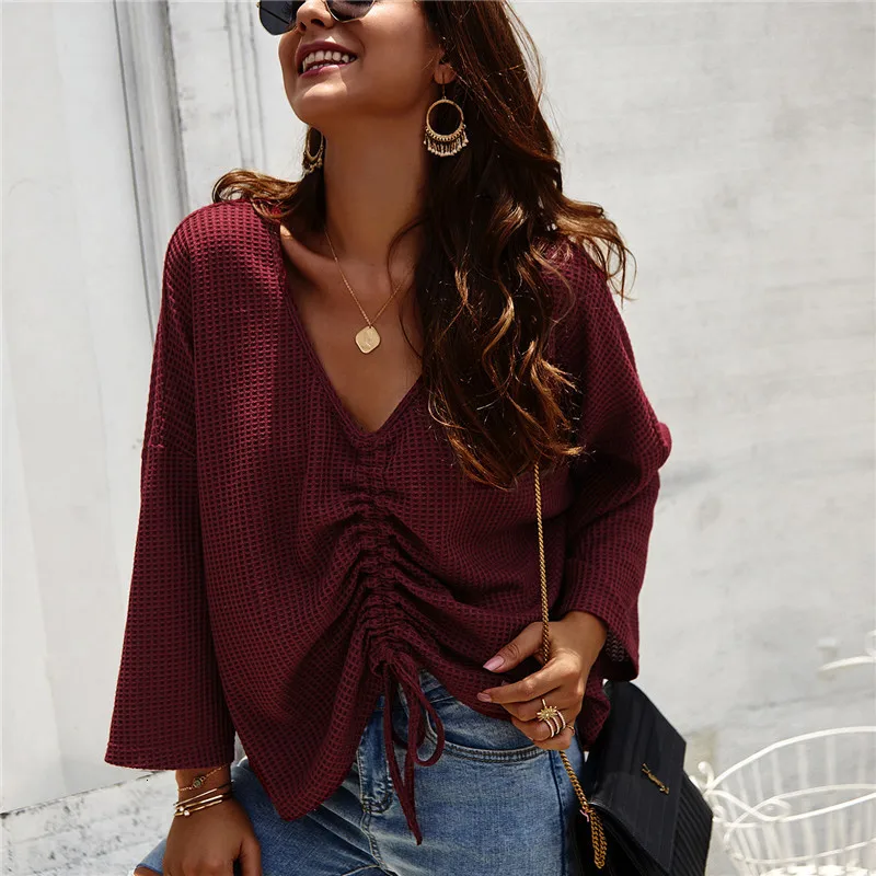 Knitted sweater woman Crop Top Autumn and Winter Leader Kou Long Bridge front row tight collar loose | Женская одежда