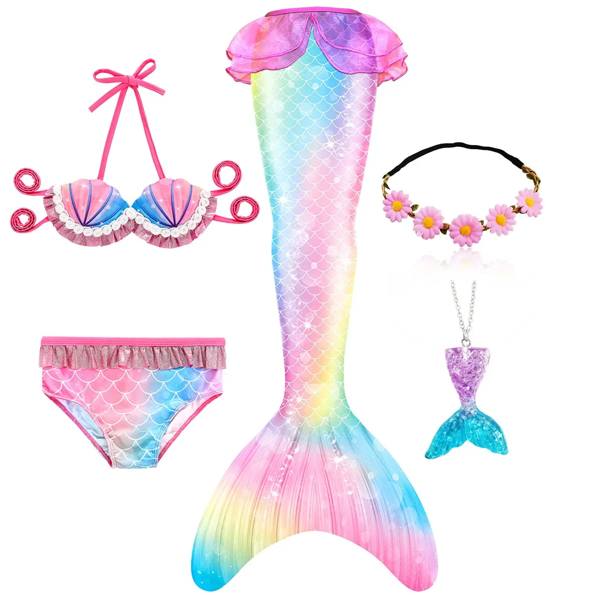 Купальник для девочек с хвостом Русалочки пляжная одежда плавания купальник