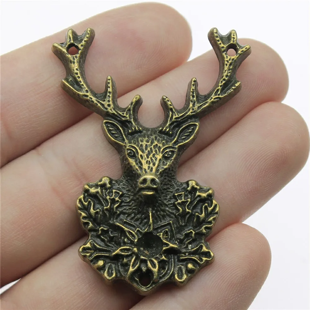 

20pcs 51x38mm Reindeer Deer Head Antlers Pendants Jewelry Making Antique Bronze Color Deer Antlers Pendants Charm