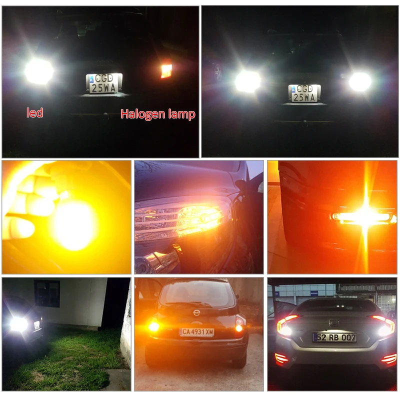 Светодиодная лампа для парковки 1157 Bay15d BA15S 1156 P21w Auto P21/5W 12V 3528 ChipsRed Yellow|Сигнальная