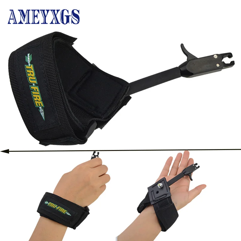 

1pc Archery Bow Release Aids Tool Black Wrist Strap Caplier Trigger Compound Bow and Arrow Shooting Hunting Accessories Outdoor