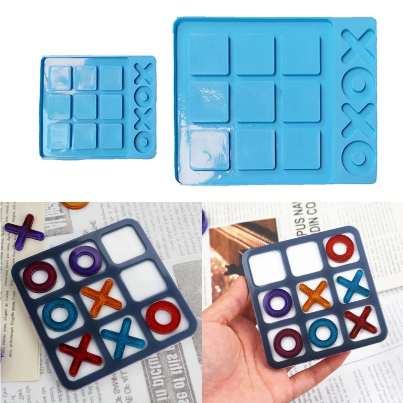 

2 Sizes Tac Toe Game Board with XO Epoxy Resin Molds Family Game Silicone Molds 87HC