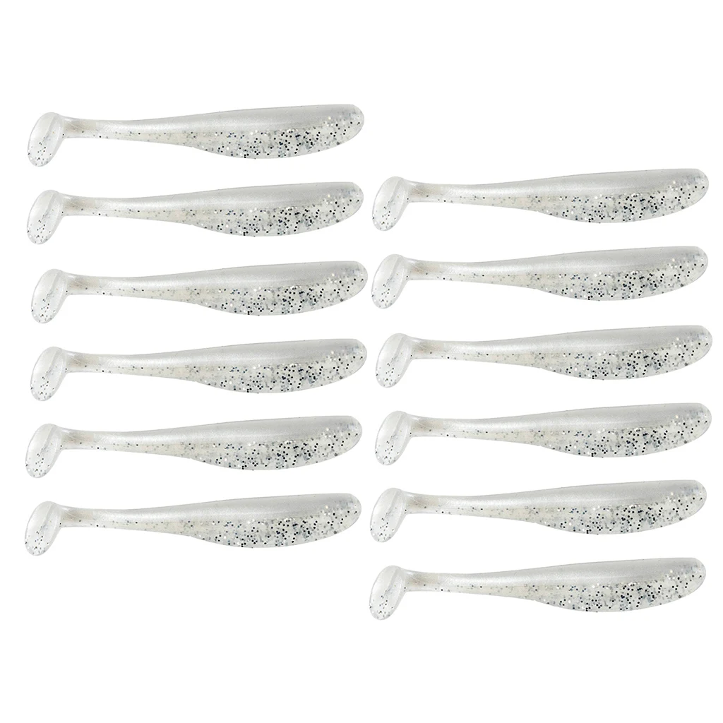 

12 Pieces Swimbaits Shad Simulated Paddle Tail Worms Soft Fishing Baits