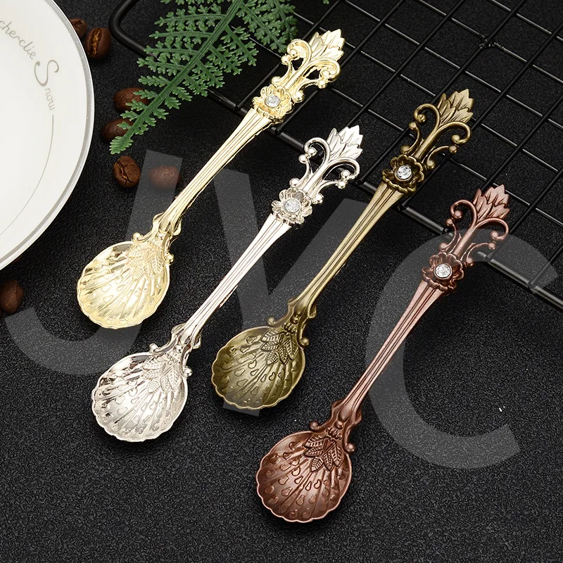 

Stainless Steel Iris Retro Coffee Spoon Retro Teaspoon Children Dessert Ice Cream Fruit Spoon Tableware Bar Tool Cutlery Gift