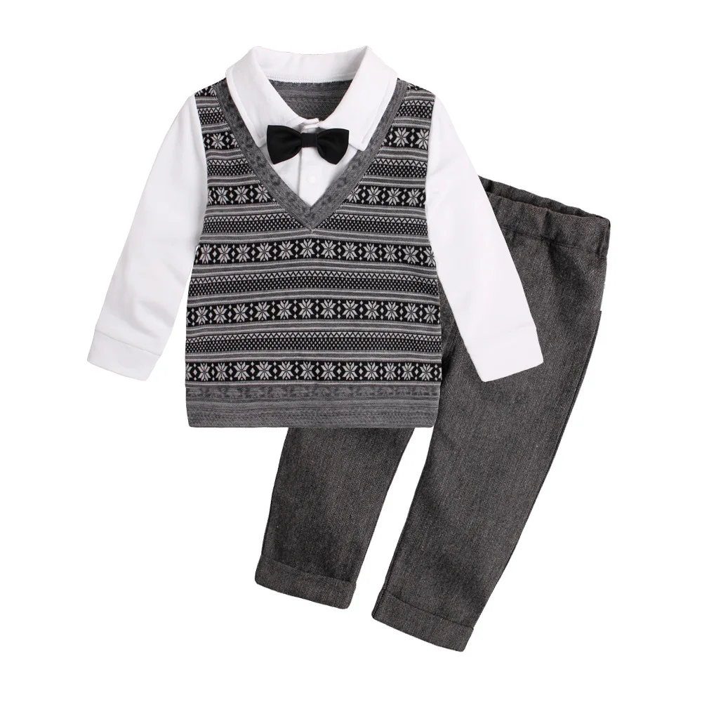 Детская одежда 2020 костюм из 2 топов и брюк для мальчиков комплект джентльмена с