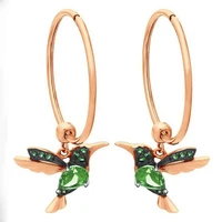 cute bohemian bird pendant hoop earrings 2021 trendy jewelry for women christmas gift fashion crystal zircon earrings