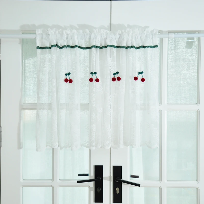 Короткие тюлевые занавески для кухни готовые белые плавающие из чистой пряжи