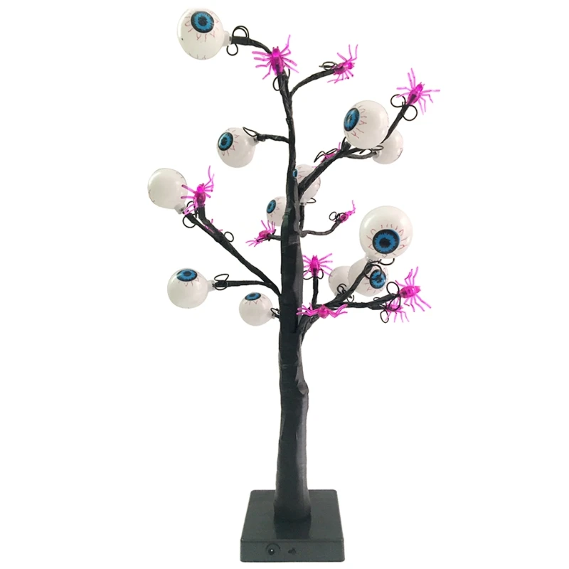 

18inch Spooky Ghost Eye Spider Tree Light with 24 LED Lights for Halloween Decor