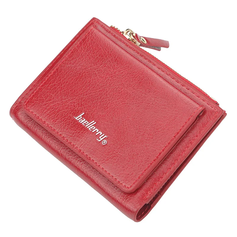 

New Ladies Short Zipper Wallet Two Fold Buckle Zipper Wallet European And American Style Patent Leather Cute Small Coin Purse