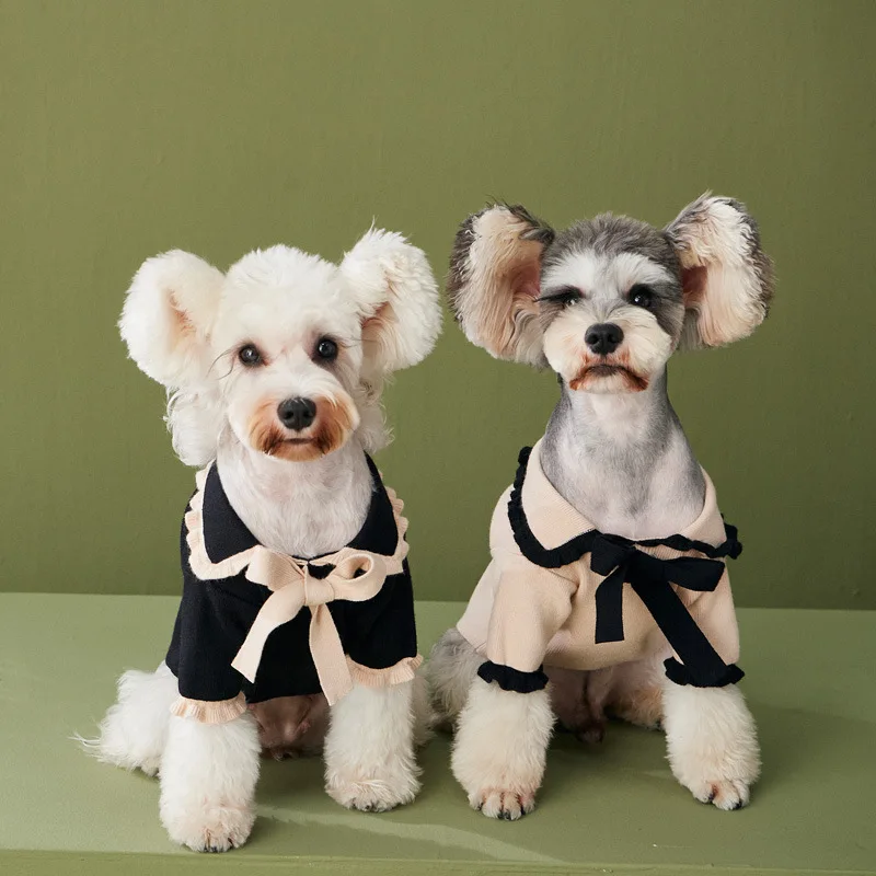 

Fashion Pet Dog Bowknot Sweater Clothes Winter Warm Puppy Hoodie for Small Medium Dogs Schnauzer Yorkie Teddy Jacket Coat YHC43