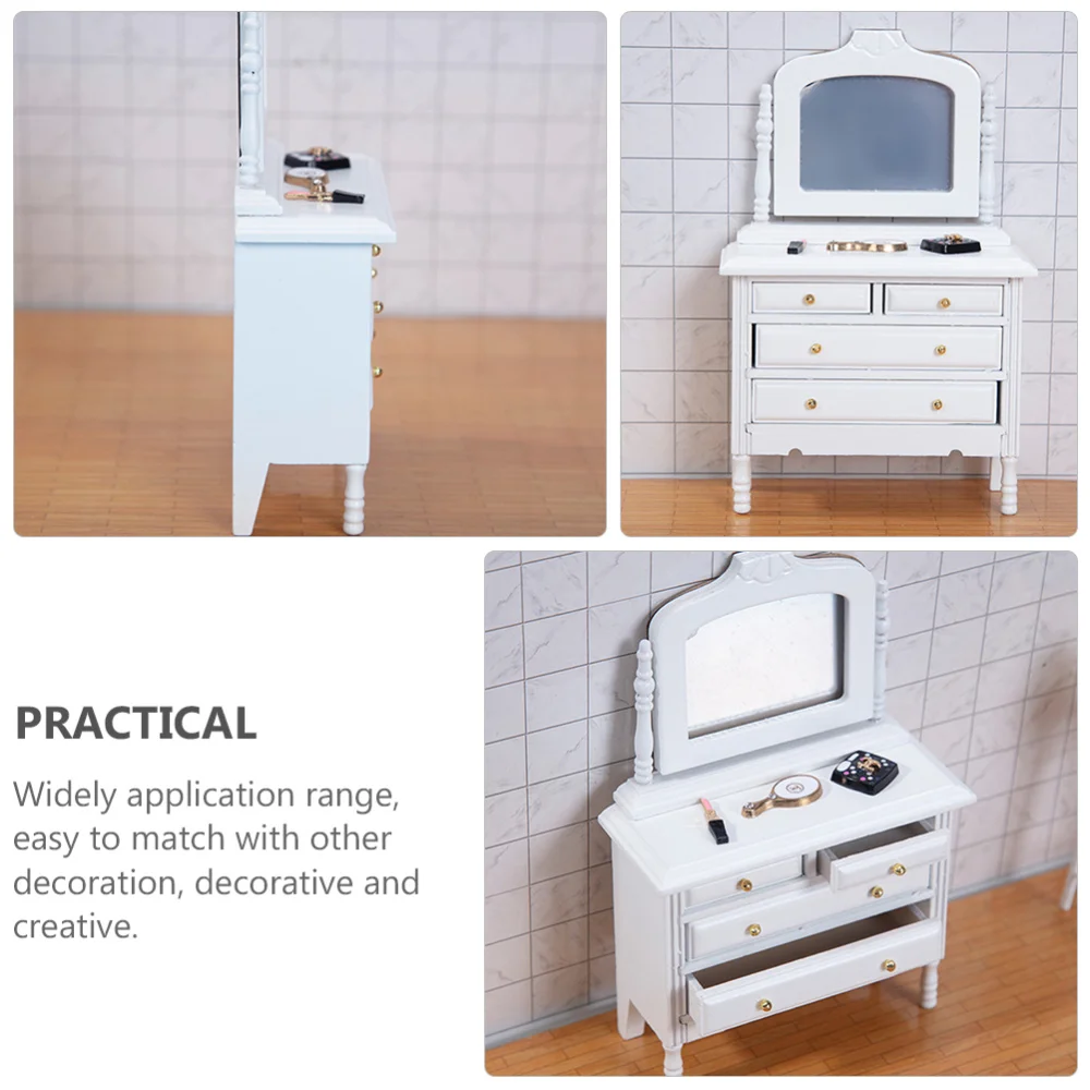 

1pc Mini House Wood Dressing Table Kid Mini Wooden Dressing Cabinet Model
