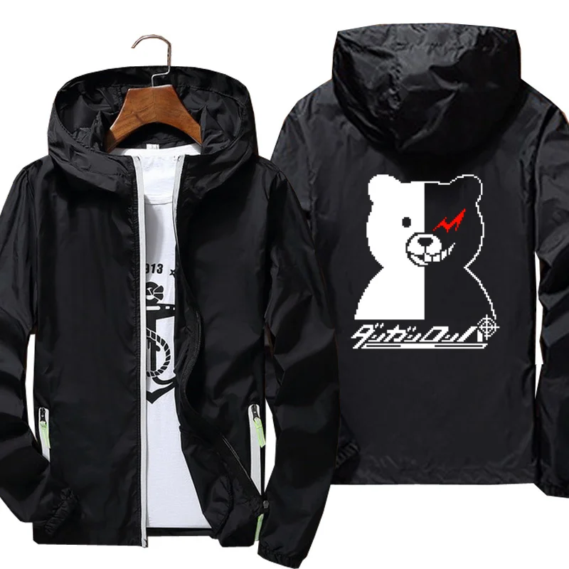 

Мужские и женские куртки на заказ Danganronpa 4 тонкие беговые куртки с капюшоном ветрозащитная ветровка для езды на велосипеде