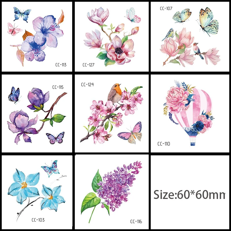 

5 шт./упаковка, водостойкие наклейки для татуировок, 6 х6 см