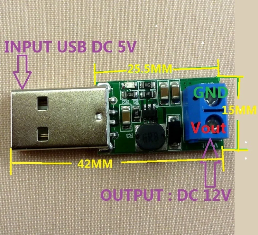 5 Вт USB 5В до 12В DC преобразователь Повышающий Модуль для LED Moter беспроводной