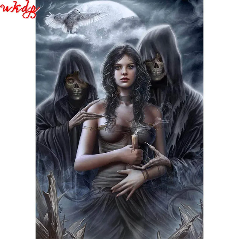 

5D Diy Diamond Painting Horror Girl And Evil Full Square Embroidery Canvas Pictures Hanging Wall Art Home Decoration