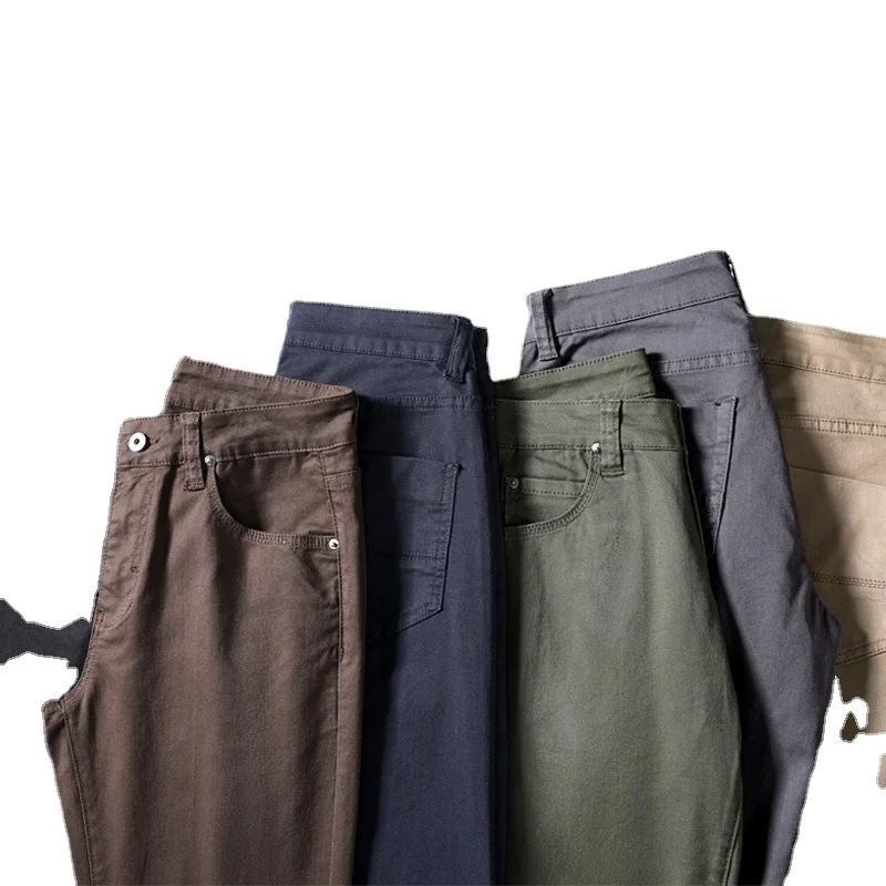 Новинка осени 2021, мужские облегающие хлопчатобумажные модные деловые брюки, мужские Брендовые брюки цвета хаки, зеленого, серого цвета