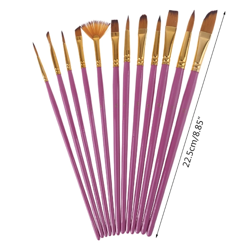 

MXLC 12pcs Nylon Hair Wooden Handle Watercolor Paint Brush Pen Set for DIY Oil Acrylic Painting Art Paint Brushes