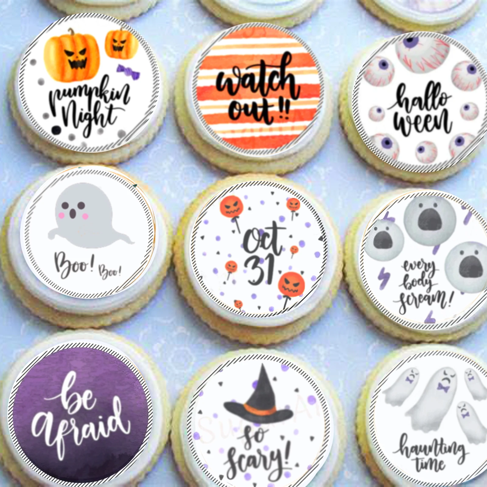 Decorazioni per Cupcake di Halloween Set di 48 Toppers per Cupcake fantasma di zucca che raccoglie oggetti di scena di Halloween felici per il tema di Halloween